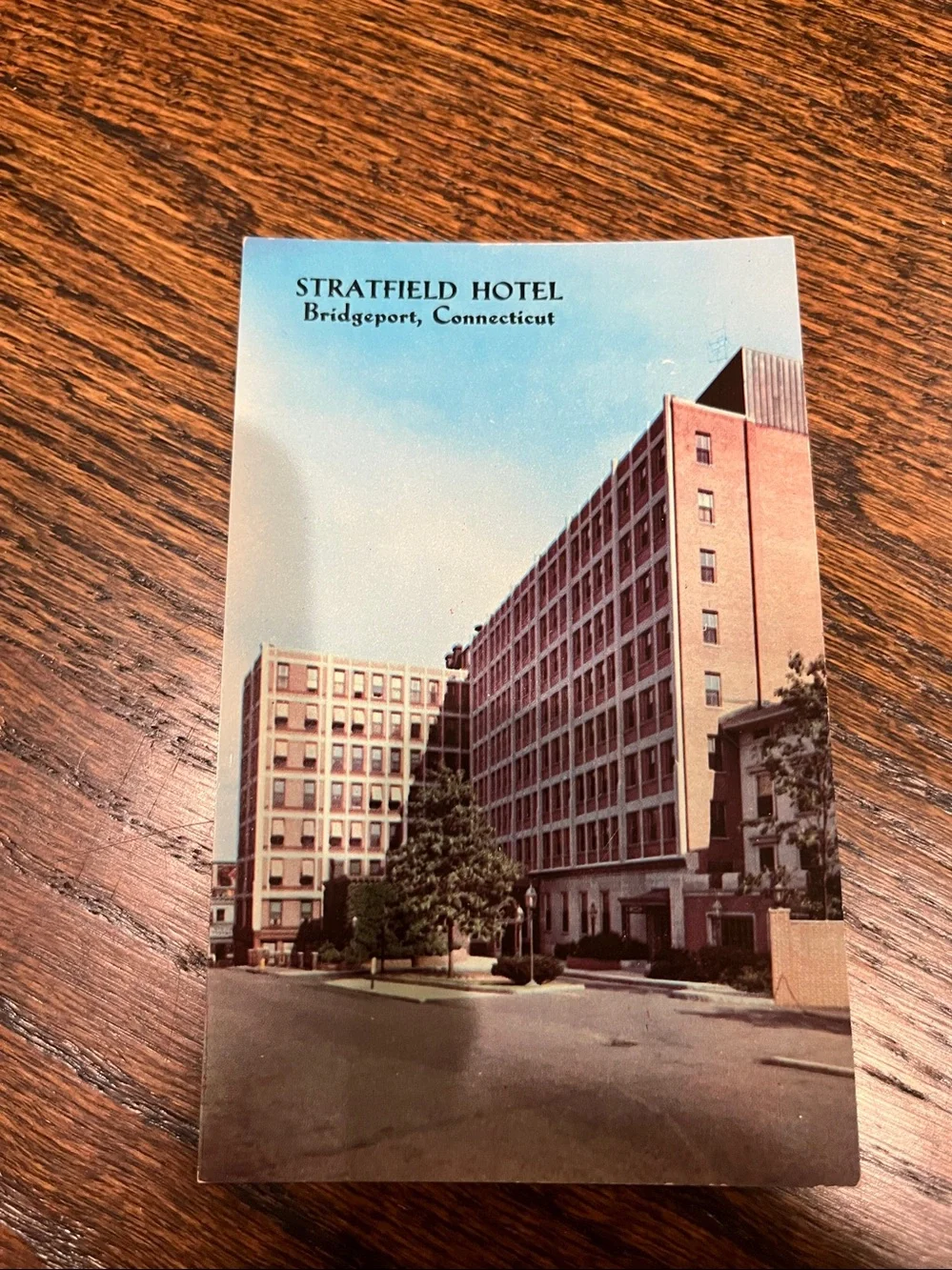 Stratfield Hotel Bridgeport Vintage 7 Postcard Set - Blue Sky & Tan Building